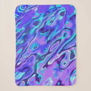 Purple Neon Marble Texture Abstract Liquid Paint Sherpa Blanket