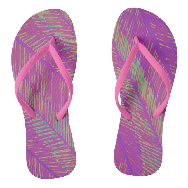 Purple Neon Palms Flip Flops (Footbed)