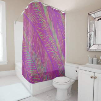 Purple Neon Palms Shower Curtain