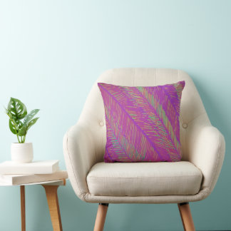 Purple Neon Palms Throw Pillow