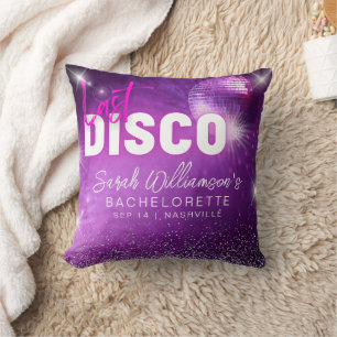 Purple Neon Pink Last Disco Bachelorette Party Cushion
