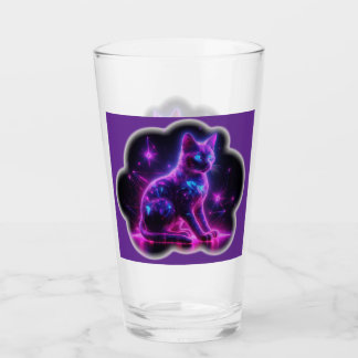 Purple Neon Siamese Cat With Blue Eyes & Starburst Glass