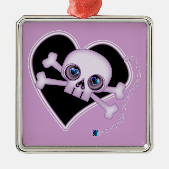 Purple Neon Skull Metal Tree Decoration (Front)