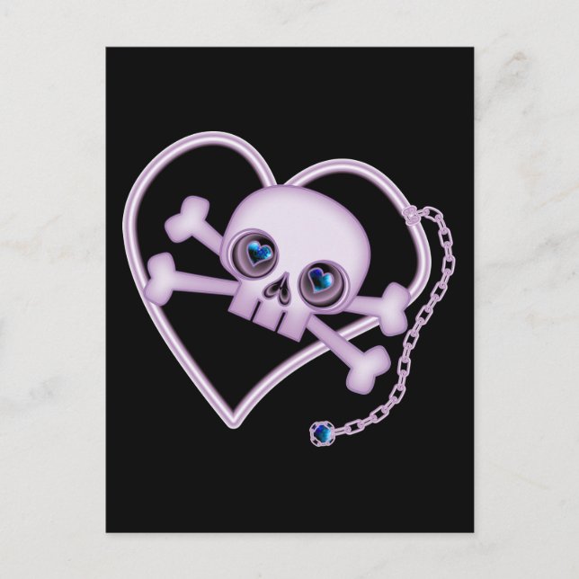 Purple Neon Skull Postcard (Front)
