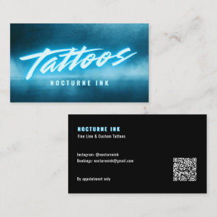 Purple Neon & Smoke Tattoo Artist QR Code Business Card
