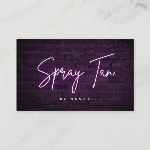 Purple Neon Spray Tan On Brick Wall Business Card