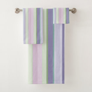 Purple, Neptune, sea green, and Lavender stripes Bath Towel Set