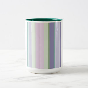 Purple, Neptune, sea green, and Lavender stripes Two-Tone Coffee Mug