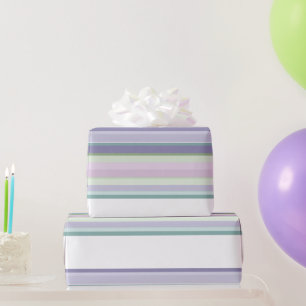 Purple, Neptune, sea green, and Lavender stripes Wrapping Paper