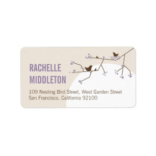 Purple Nesting Bird Family Baby Shower Address Label