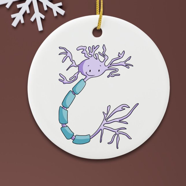 Purple Neuron Cell Biology Christmas  Ceramic Ornament (Creator Uploaded)
