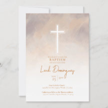 Purple Neutral Colour Watercolor Baptism Invitatio
