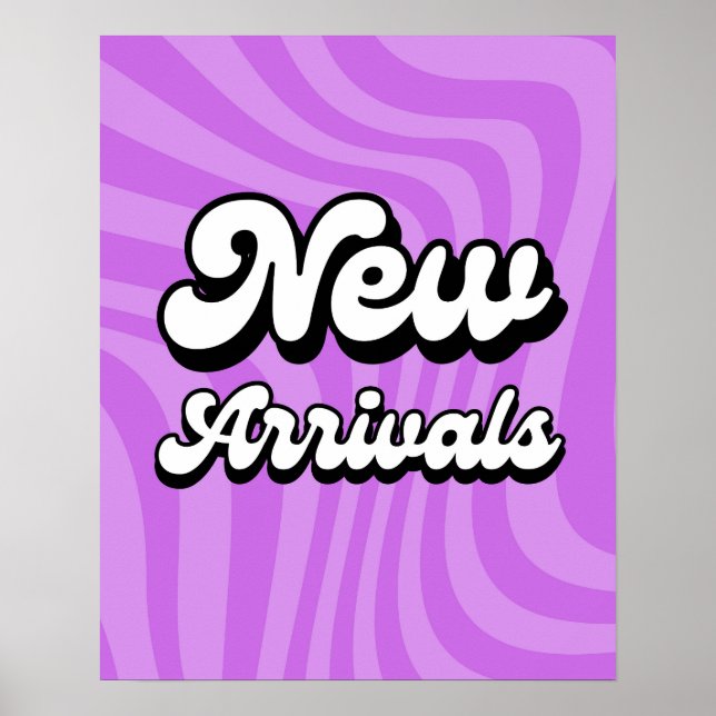 Purple New Arrivals Sign for Retail Stores (Front)