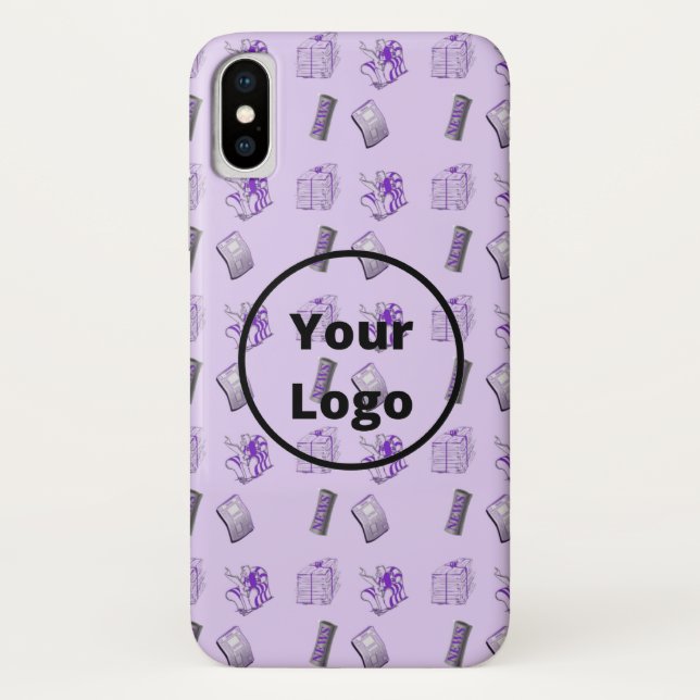 Purple newspaper business pattern Case-Mate iPhone case (Back)