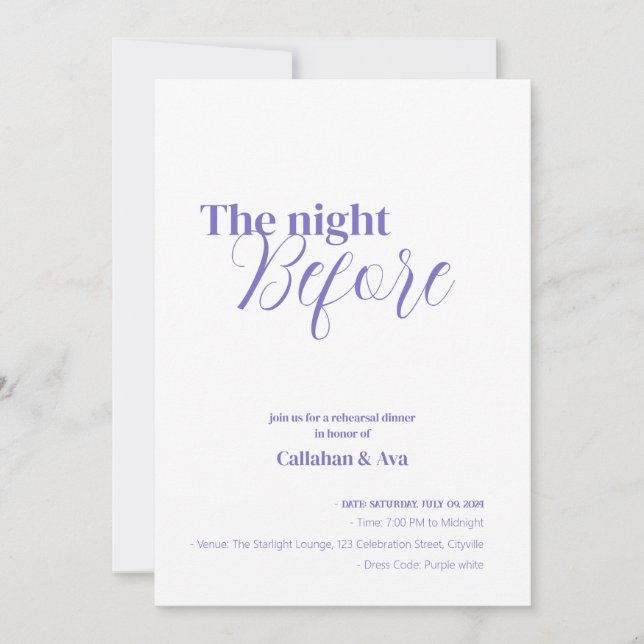 Purple Night Before Invitation (Front)