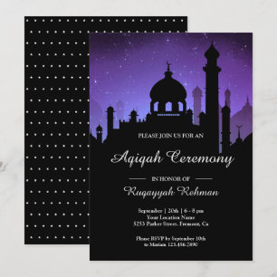 Purple Night Sky Arabian Nights Aqiqah Invitation