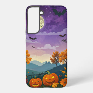 Purple Night Sky Pumpkin Halloween Landscape Samsung Galaxy Case