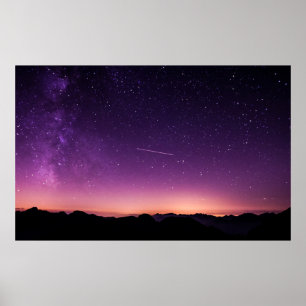 Purple Night Sky, Scurelle, Italy Poster