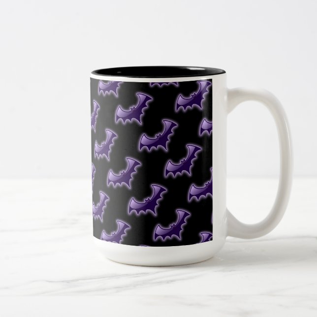 Purple Night Wing Bats Two-Tone Coffee Mug (Right)