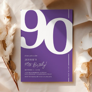 Purple Ninety 90th Birthday Party Invitation
