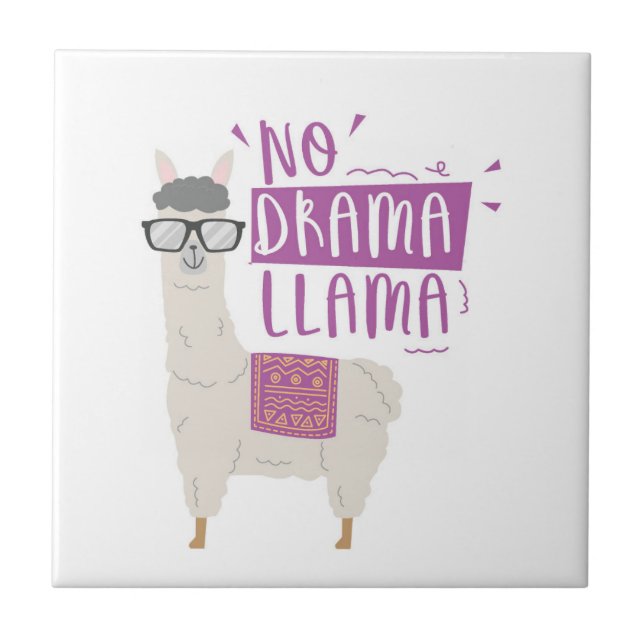 Purple No Drama Llama Ceramic Tile (Front)