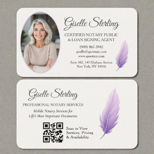 Purple Notary QR Code Photo  Business Card