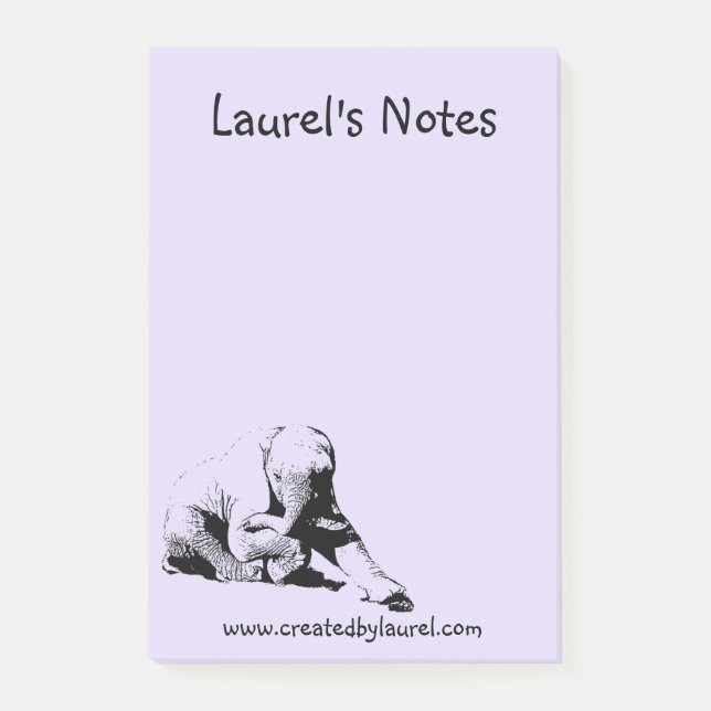 Purple Note Pad with Baby Elephant (Front)