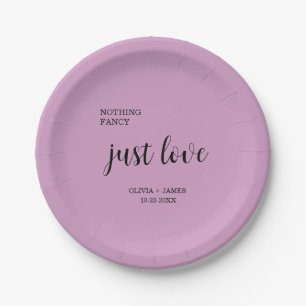 Purple Nothing Fancy Just Love Wedding   Paper Plate