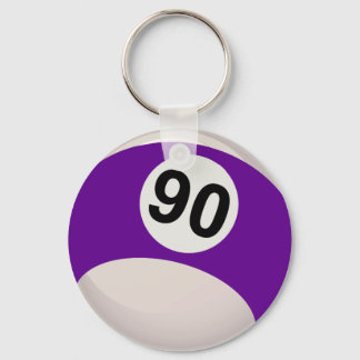 Purple Number 90 Billiards Ball Key Ring