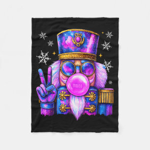 Purple Nutcracker Blowing Bubble Gum Cute Christma Fleece Blanket
