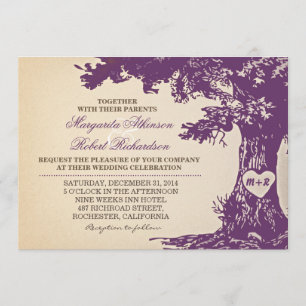 Purple Oak Tree Invitation