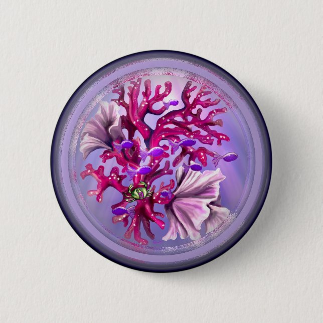 Purple Ocean Mermaid 6 Cm Round Badge (Front)
