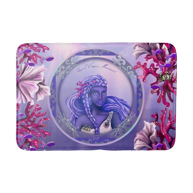 Purple Ocean Mermaid  Bath Mat (Front)