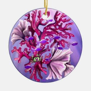 Purple ocean mermaid ceramic ornament
