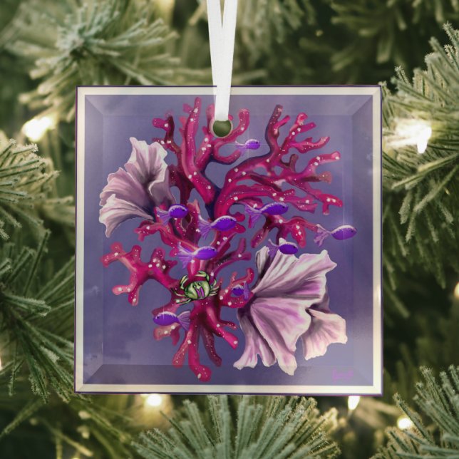 Purple ocean mermaid glass ornament (Insitu)