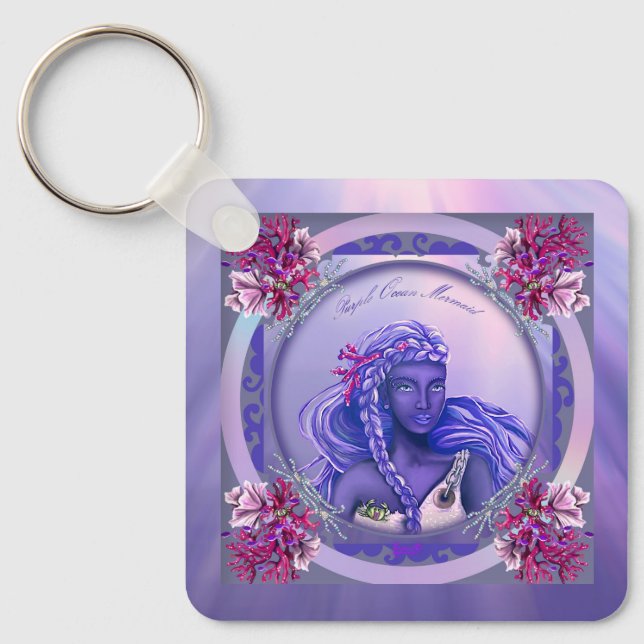 Purple Ocean Mermaid Key Ring (Front)