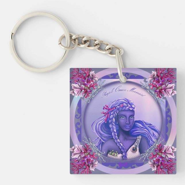 Purple Ocean Mermaid Keychain (Front)