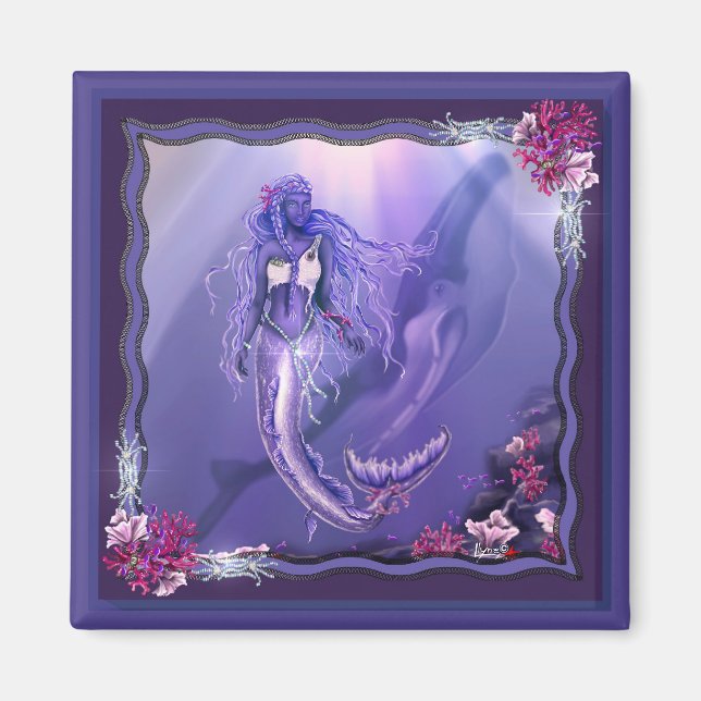 Purple Ocean Mermaid Magnet (Front)