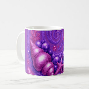 Purple Ocean Spiral Seashell Fantasy Art   Mystica Coffee Mug