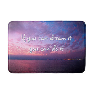 Purple Ocean Sunset Photo Dream It Do It Quote Bath Mat