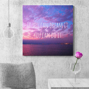 Purple Ocean Sunset Photo Dream It Do It Quote Canvas Print