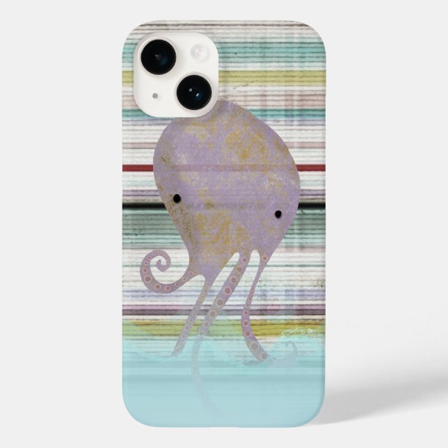Purple Octopus colourful fantasy waves swimming Case-Mate iPhone Case (Back)