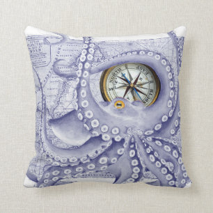 Purple Octopus Compass Cushion