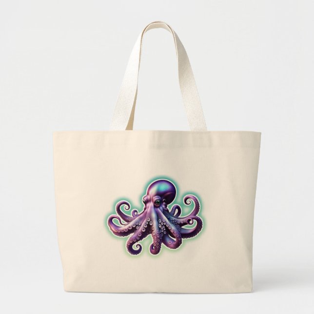 Purple Octopus Large Tote Bag (Front)