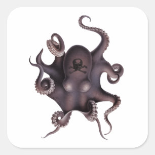 Purple octopus square sticker