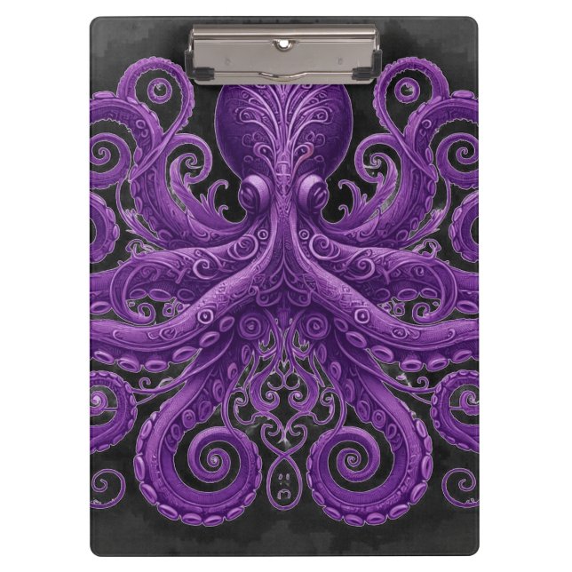 Purple Octopus Victorian Steampunk Kraken  Clipboard (Front)