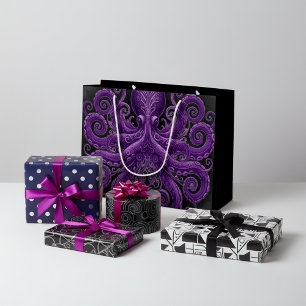 Purple Octopus Victorian Steampunk Kraken Large Gift Bag