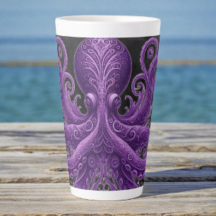 Purple Octopus Victorian Steampunk Kraken Latte Mug