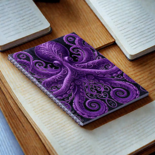 Purple Octopus Victorian Steampunk Kraken  Notebook