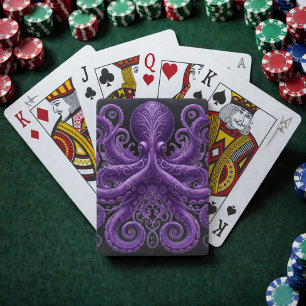Purple Octopus Victorian Steampunk Kraken  Playing Cards